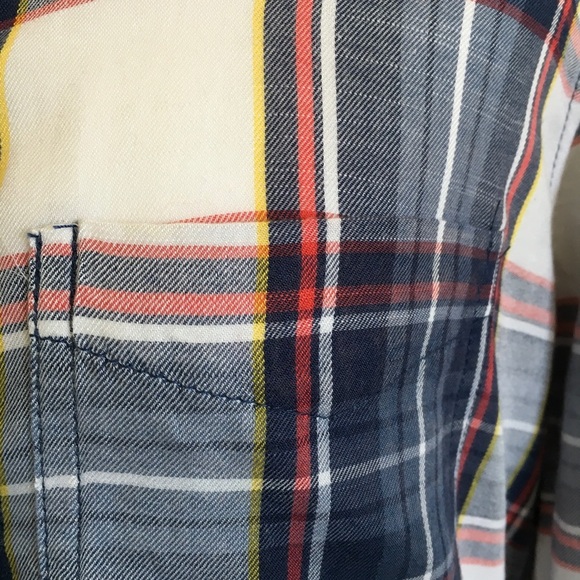 Plaid Lightweight Red White & Blue Button Down - Picture 3 of 4